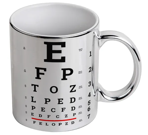 EYE test chart — Κούπα κεραμική, ασημένια καθρέπτης, 330ml