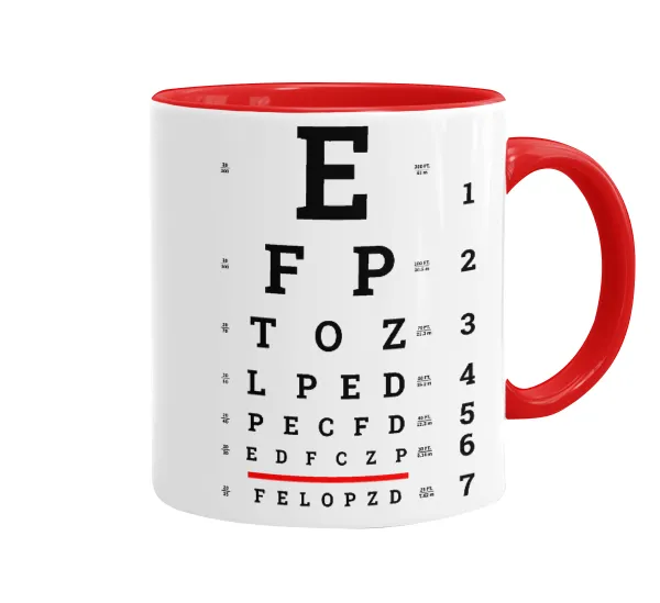 EYE test chart — Κούπα χρωματιστή κόκκινη, κεραμική, 330ml