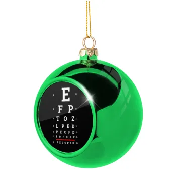 EYE test chart, Green Christmas tree ornament ball 8cm