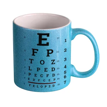 EYE test chart, Κούπα Σιέλ Glitter που γυαλίζει, κεραμική, 330ml