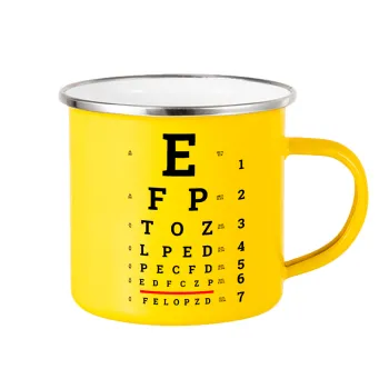 EYE test chart, Yellow Enamel Metallic Cup 360ml