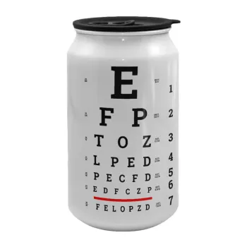 EYE test chart, Κούπα ταξιδιού μεταλλική με καπάκι (tin-can) 500ml