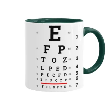 EYE test chart, Mug colored green, ceramic, 330ml