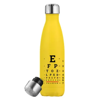 EYE test chart, Yellow Stainless Steel Metallic Thermos, double-walled, 500ml