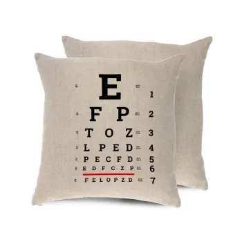EYE test chart, Μαξιλάρι καναπέ ΛΙΝΟ 40x40cm περιέχεται το  γέμισμα