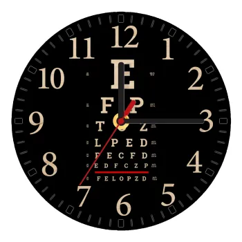 EYE test chart, Ρολόι τοίχου ξύλινο plywood (20cm)
