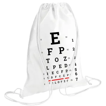 EYE test chart, Backpack pouch GYMBAG white (28x40cm)