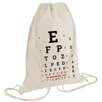 EYE test chart, Backpack bag GYMBAG natural (28x40cm)