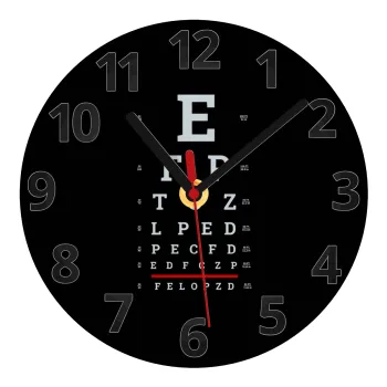 EYE test chart, Ρολόι τοίχου γυάλινο (20cm)