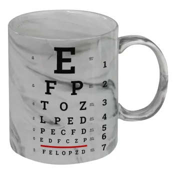 EYE test chart, Κούπα κεραμική, marble style (μάρμαρο), 330ml