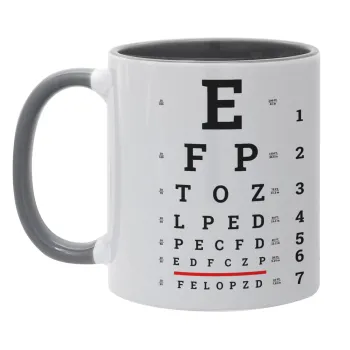 EYE test chart, Mug colored grey, ceramic, 330ml