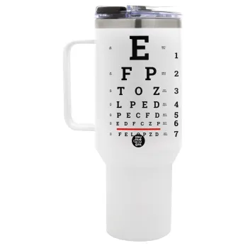 EYE test chart, Mega Tumbler με καπάκι, διπλού τοιχώματος (θερμό) 1,2L