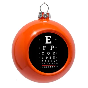 EYE test chart, Orange Christmas tree ornament bauble 8cm