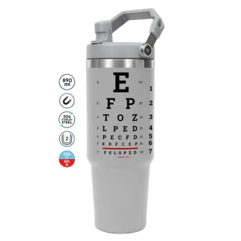 EYE test chart, GREY color, 890ml (30oz) stainless Steel Tumbler with Handle