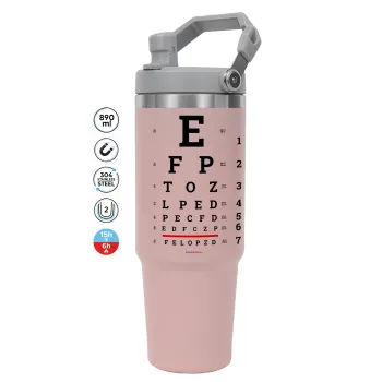 EYE test chart, Pink color, 890ml (30oz) stainless Steel Tumbler with Handle