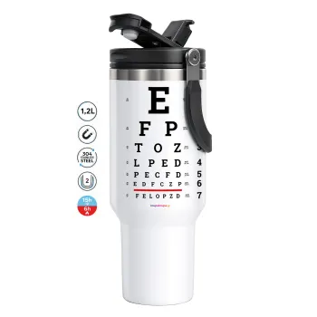 EYE test chart, Mega Stainless steel Tumbler with lid, double wall 1,2L