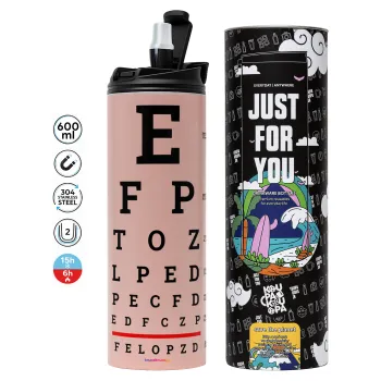 EYE test chart, Tumbler stainless steel PINK 600ml