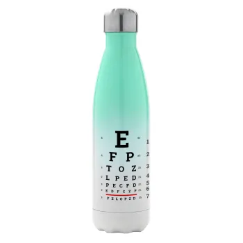 EYE test chart, Metal mug thermos Green/White (Stainless steel), double wall, 500ml