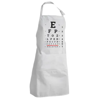EYE test chart, Adult Chef Apron (with sliders and 2 pockets)