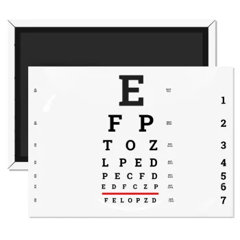 EYE test chart, Ορθογώνιο μαγνητάκι ψυγείου διάστασης 9x6cm