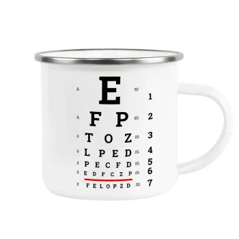 EYE test chart, Metallic enamel cup white 360ml