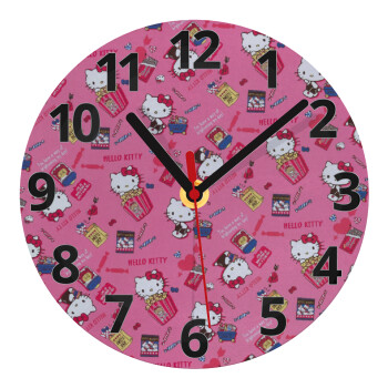 Hello kitty, Ρολόι τοίχου γυάλινο (20cm)