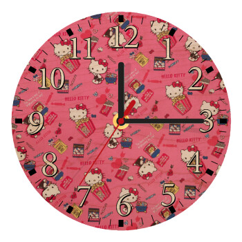 Hello kitty, Ρολόι τοίχου ξύλινο plywood (20cm)