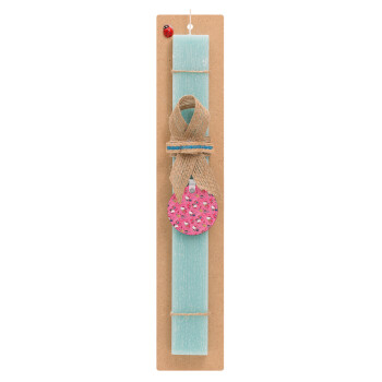 Hello kitty, Easter Set, wooden keychain & aromatic flat Easter candle (30cm) (TURQUOISE)
