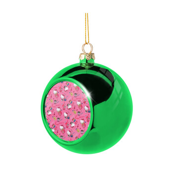 Hello kitty, Χριστουγεννιάτικη μπάλα δένδρου Πράσινη 8cm