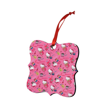 Hello kitty, Christmas ornament polygon wooden 7.5cm