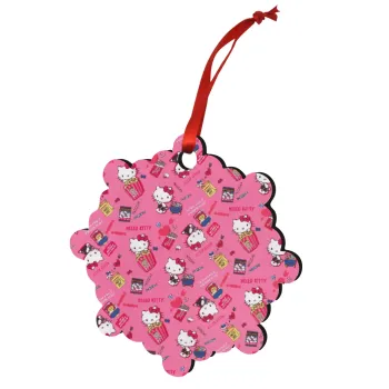 Hello kitty, Christmas ornament snowflake wooden 7.5cm