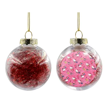Hello kitty, Transparent Christmas tree ball ornament with red filling 8cm