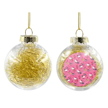 Hello kitty, Transparent Christmas tree ball ornament with gold filling 8cm