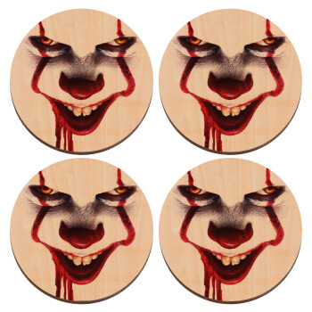 IT Pennywise, ΣΕΤ x4 Σουβέρ ξύλινα στρογγυλά plywood (9cm)