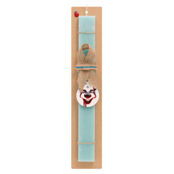IT Pennywise, Easter Set, wooden keychain & aromatic flat Easter candle (30cm) (TURQUOISE)