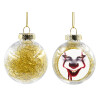Transparent Christmas tree ball ornament with gold filling 8cm