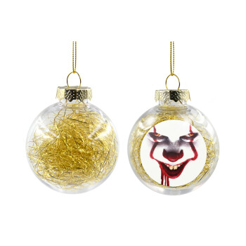 IT Pennywise, Χριστουγεννιάτικη μπάλα δένδρου διάφανη με χρυσό γέμισμα 8cm