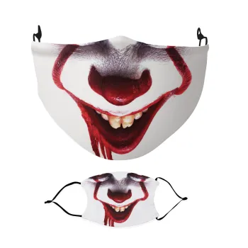 IT Pennywise, Μάσκα υφασμάτινη Ενηλίκων πολλαπλών στρώσεων με υποδοχή φίλτρου