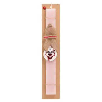 IT Pennywise, Easter Set, wooden keychain & scented flat Easter candle (30cm) (PINK)