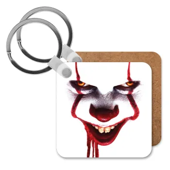 IT Pennywise, Μπρελόκ Ξύλινο τετράγωνο MDF