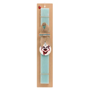 IT Pennywise, Easter Set, wooden keychain & aromatic flat Easter candle (30cm) (TURQUOISE)