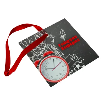 Ώρα για σχολείο, Στολίδι Χριστουγεννιάτικο στολίδι γυάλινο τετράγωνο 9x9cm