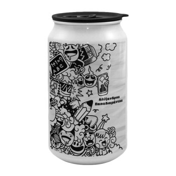 School Doodle, Κούπα ταξιδιού μεταλλική με καπάκι (tin-can) 500ml
