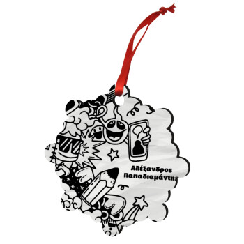 School Doodle, Στολίδι Χριστουγεννιάτικο στολίδι snowflake ξύλινο 7.5cm