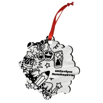 School Doodle, Στολίδι Χριστουγεννιάτικο στολίδι snowflake ξύλινο 7.5cm