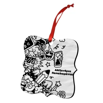 School Doodle, Στολίδι Χριστουγεννιάτικο στολίδι polygon ξύλινο 7.5cm