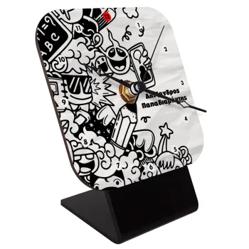 School Doodle, Επιτραπέζιο ρολόι ξύλινο με δείκτες (10cm)