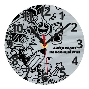 School Doodle, Ρολόι τοίχου γυάλινο (20cm)