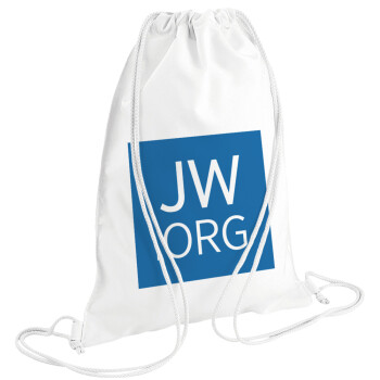 JW.ORG, Τσάντα πλάτης πουγκί GYMBAG λευκή (28x40cm)
