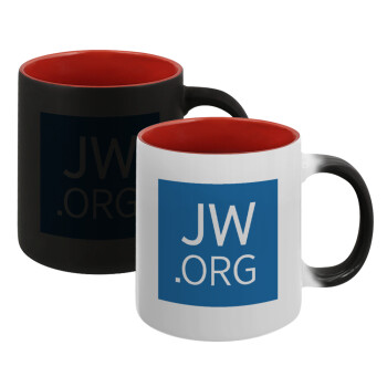 JW.ORG, Κούπα Μαγική εσωτερικό κόκκινο, κεραμική, 330ml που αλλάζει χρώμα με το ζεστό ρόφημα (1 τεμάχιο)